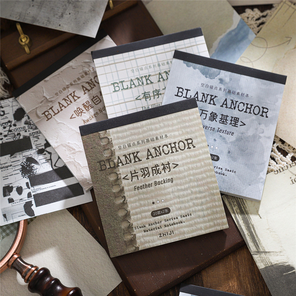 40 ชิ้น/ล็อตแผ่นบันทึกวัสดุกระดาษเปล่า anchor point Junk Journal Scrapbooking Retro พื้นหลังตกแต่ง