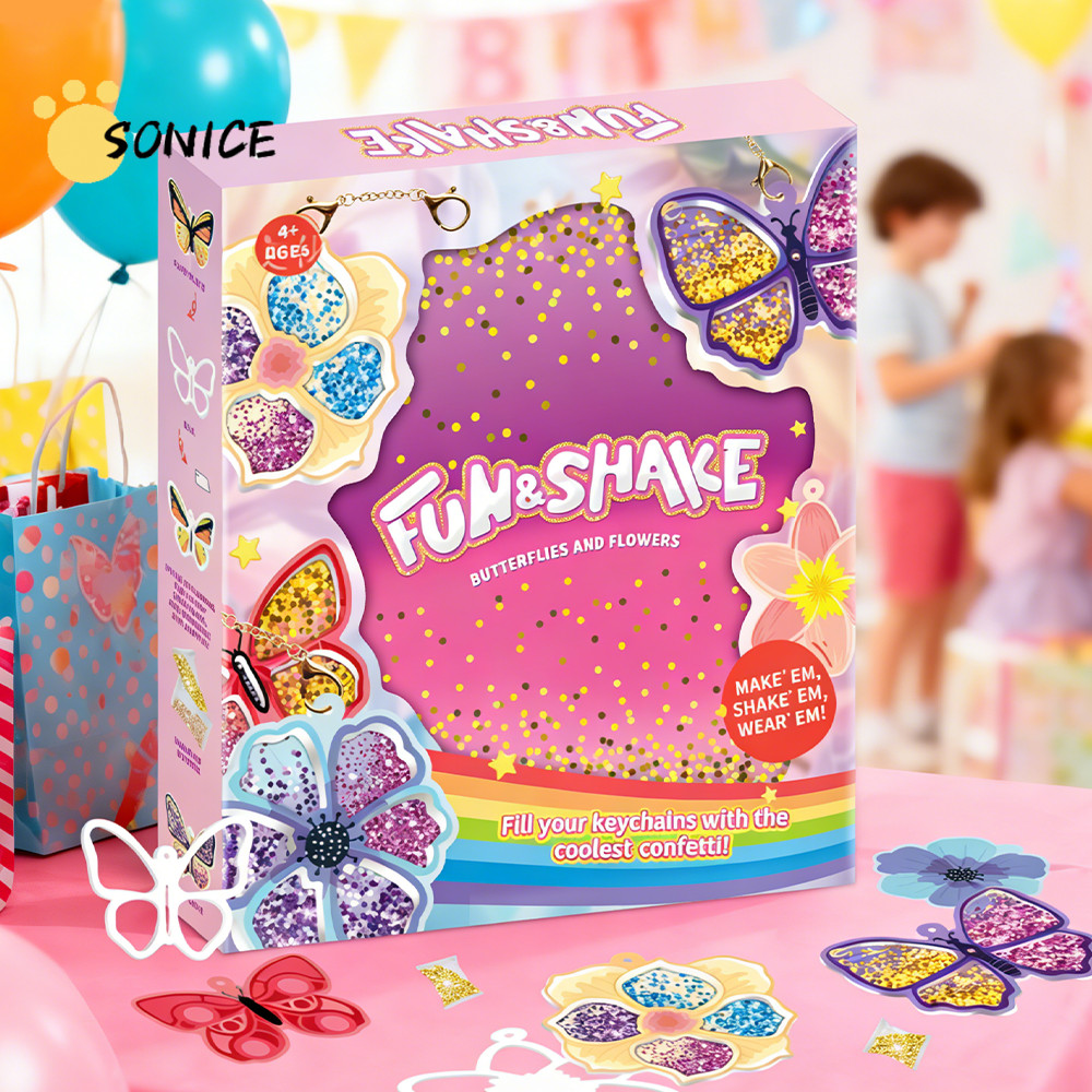 Fun & Shake Princess Craft DIY เพชรศิลปะชุดสําหรับเด็กที่มีธีมเจ้าหญิง, Glitter & Confetti Shaker ชุดพวงกุญแจของขวัญสําหรับเด็กผู้หญิง