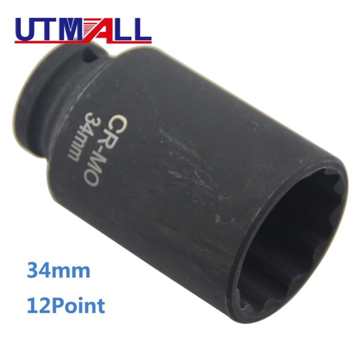 1/2"DR 34MM Impact Socket Spindle Axle Nut Socket Wrench Tool 12 Point