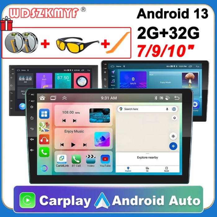 Android 13 Car Radio Autoradio 32G 2 Din 7"/9"/10" Universal Car Audio Multimedia Player Carplay Sm