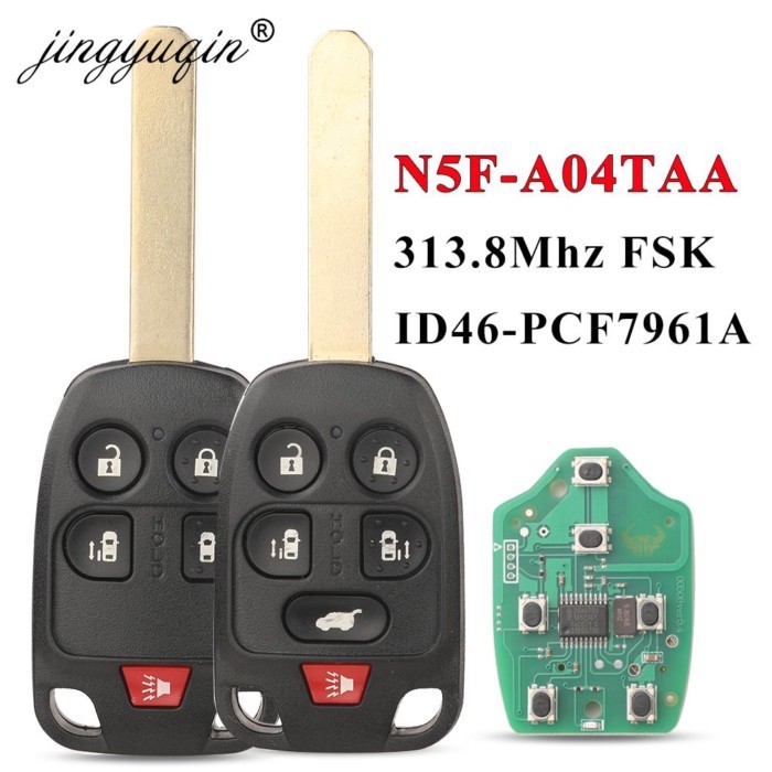 jingyuqin N5F-A04TAA 5/6 Button Remote Car Key for Honda Odyssey EX 2011 2012 2013 2014 313.8Mhz ID