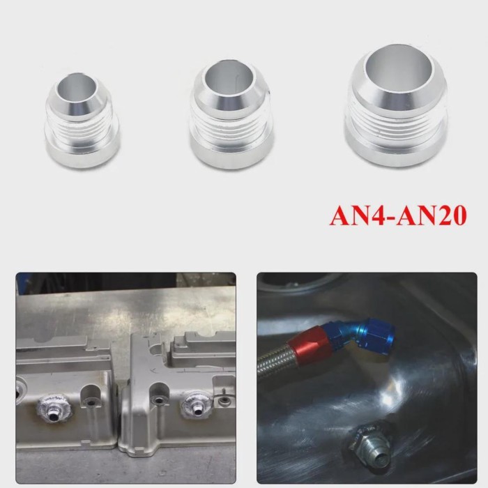 Aluminum  Hose Fitting Male Billet AN6 AN8 AN10 AN12 AN16 AN20 Straight Male Weld Fitting Adapter W