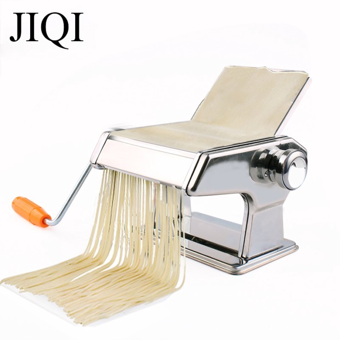 JIQI Stainless Steel Manual Pasta Maker Handmade Spaghetti Press Machine Roller Noodles Hanger Hand