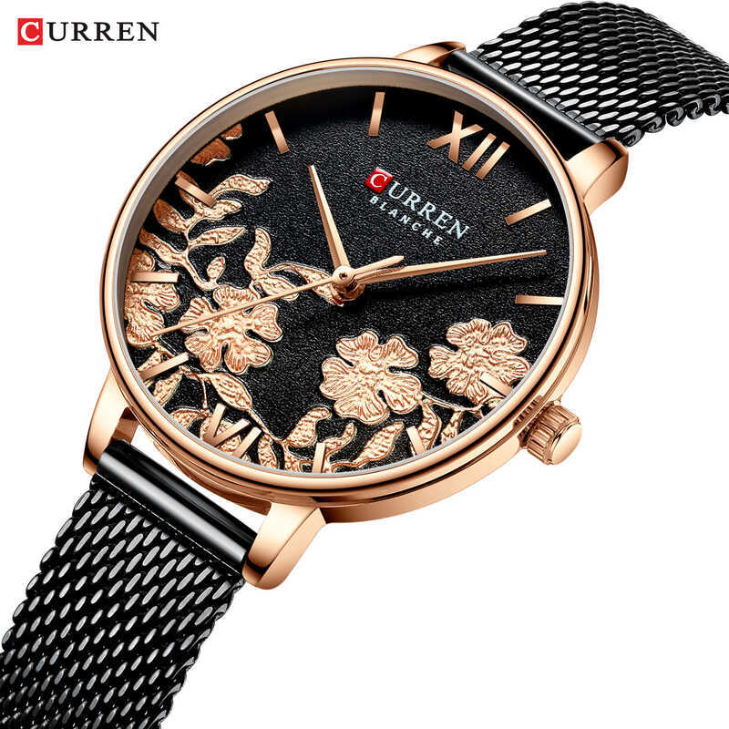 Curren/Curren 9065 ตาข่ายสายนาฬิกานาฬิกาควอทซ์กันน้ําแฟชั่นสุภาพสตรีนาฬิกานาฬิกาการค้าต่างประเทศ