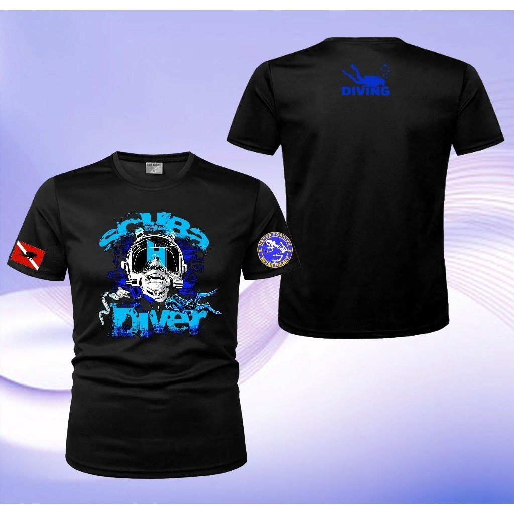 เสื้อยืด Reka Bentuk Scuba Diver Kapas / Jersey KAIDO HOUSE/racing/