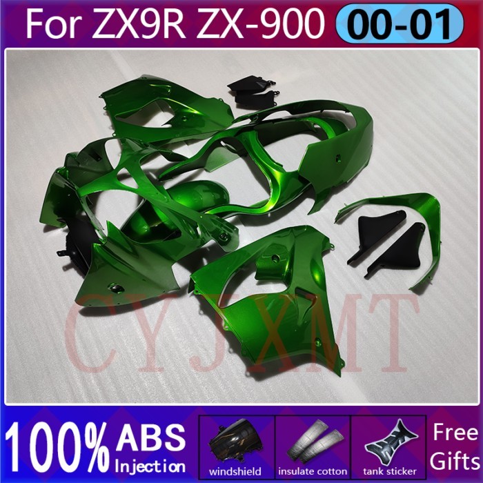100% ABS Motorcycle Fairings Kits for Kawasaki Ninja ZX9R ZX900R 00 01 Pearl Green Fairing Set ZX 9