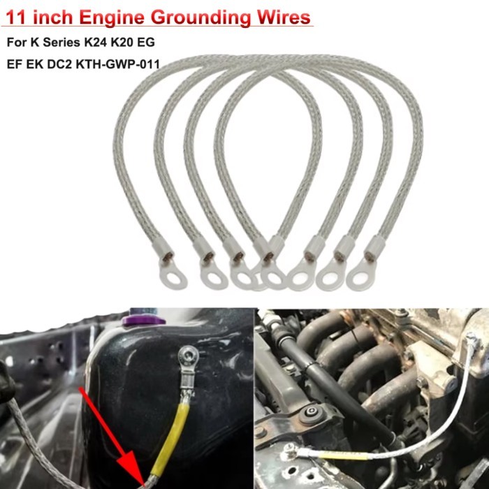 For K Series K24 K20 EG EF EK DC2 KTH-GWP-011 11 Inch Engine Ground Wire 2/4Pcs