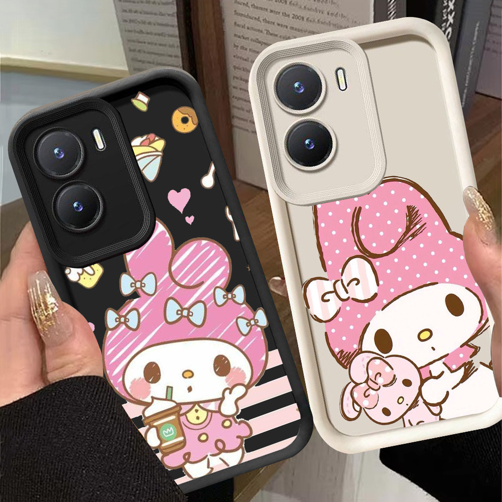 G-1 Cute_Melody Casing สําหรับ VIVO Y35 Y15s Y01A Y22 Y01 Y22s Y15a 5G สีดําและสีขาว