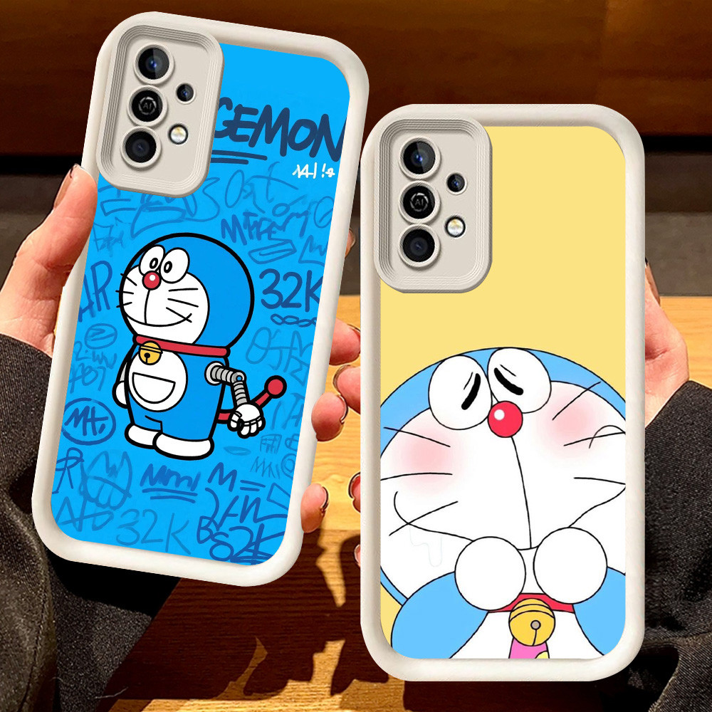 G-27 Doraemon Casing สําหรับ Samsung S24 A55 S25 M15 S21 FE Ultra 5G สีดําและสีขาว