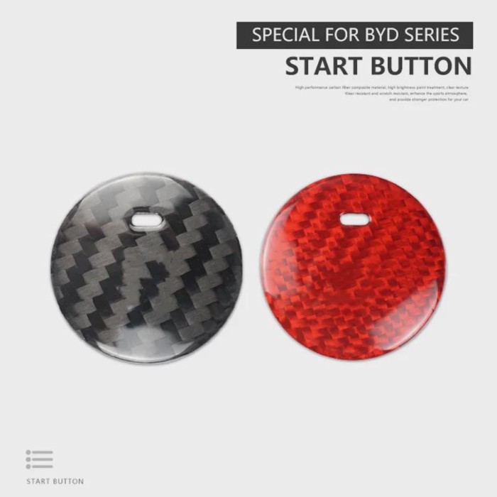 For BYD Song Car Engine Start Stop Button Cover Real Carbon Fiber Sticker 2016 2017 2018