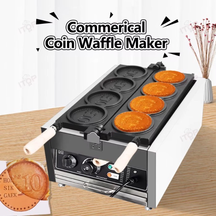 ITOP WG-1 Commerical Coin Waffle Maker Non Stick Pan Waffle Maker Snack Maker Bread Machine Round W