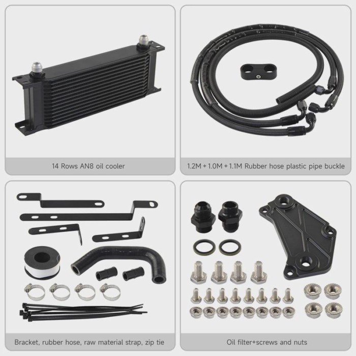 For Volkswagen Audi Golf MK5 MK6 VAG DQ200 DQ250 DSG 2.0 TSI Engine 14 Rows AN8 Oil Cooler Kit  Alu
