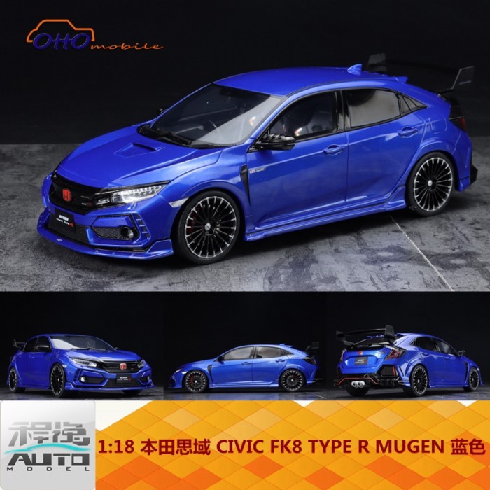 OTTO 1: 18 Honda CIVIC CIVIC FK8 TYPE R MUGEN โมเดลรถเรซิ่นสีน้ําเงิน