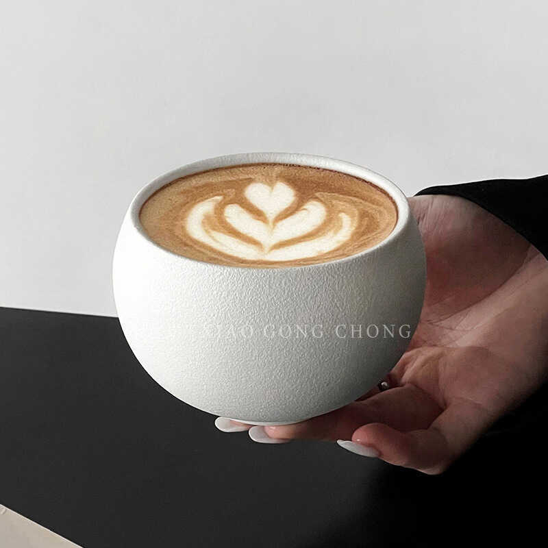 Vintage Egg-Shaped Cup Frosted Stone Pattern Ceramic Cup Latte Coffee Cup Afternoon Tea Niche Cappuc