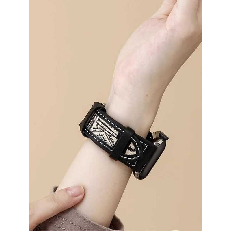 เหมาะสําหรับ Huawei fit Strap fit4/3 Leather Canvas Round Tail Saddle Pattern Trend Choice 2i