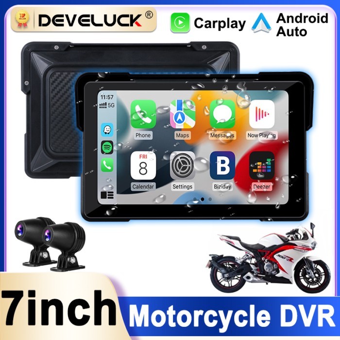 7 inch GPS Navigation Motorcycle Wireless Carplay Android Auto IPX7 Waterproof Portable Screen Car