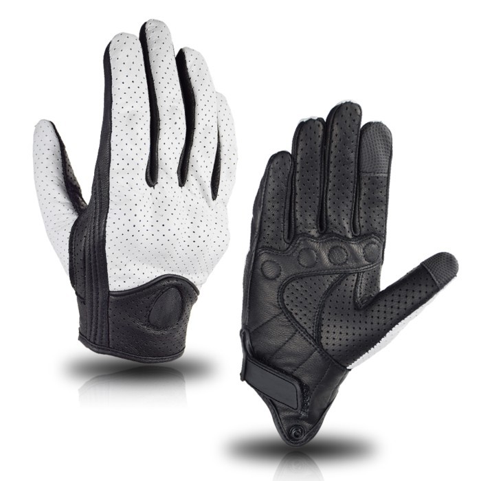 Real Leather Gloves Summer Motorcycle Gloves Men Cycling Gloves Breathable Moto Biker Glove Motorcy