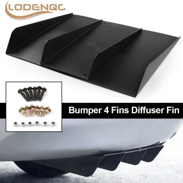 22" X 21" ABS  Universal Black Rear Bumper Lip Spoiler Chassis Diffuser Fin Black Car Spoiler Decor