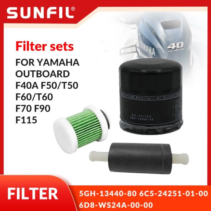 Filter sets 5GH-13440-80 6C5-24251-01-00 6D8-WS24A-00-00 for FOR YAMAHA OUTBOARD F40A F50/T50 F60/T