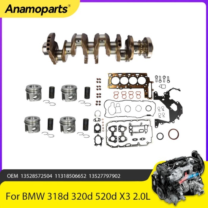 Engine Parts Full Gasket Set Crankshaft Piston Rings Kit Fit 2.0 L N47 Diesel For BMW N47D20C 123d