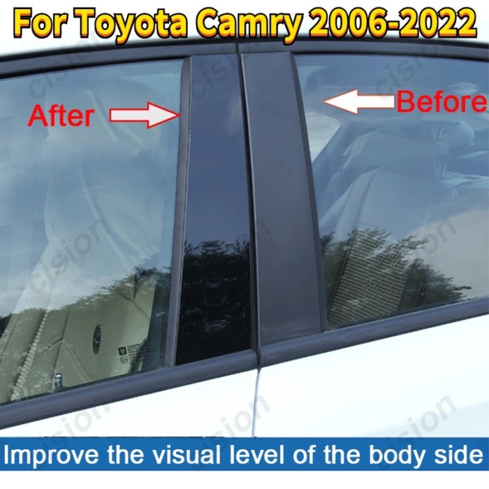 6Pcs Car Window Door Column B C Pillar Post Cover Trim for Toyota Camry XV40 XV50 XV70 2006-2022 Bl