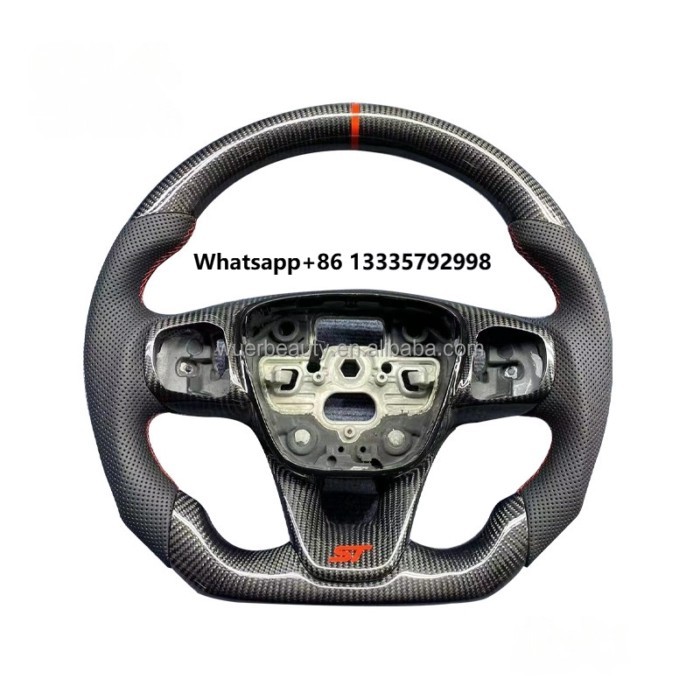 For the Ford Focus MK4 MK8 Custom Red Forged Carbon Fiber Steering Wheel High Quality Carbon Fiber