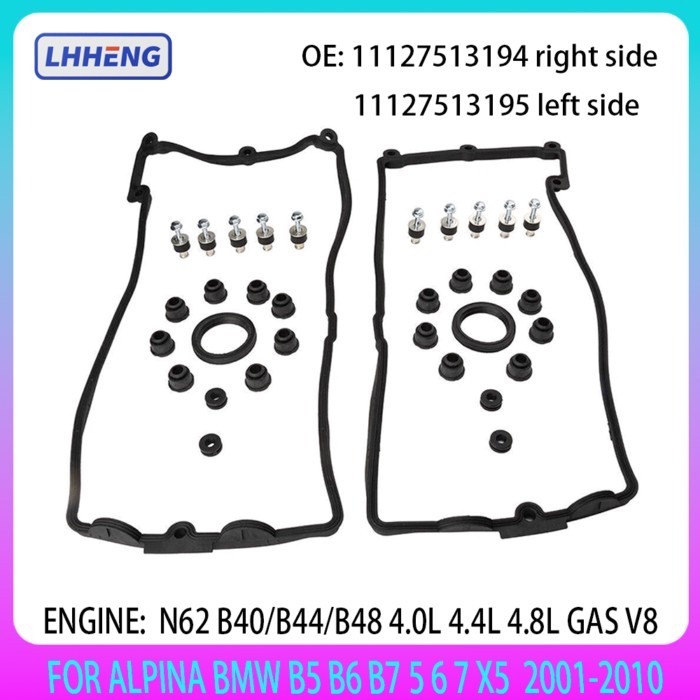 Valve Cover Gasket Kit L+R for ALPINA BMW B5 B6 B7 5 6 7 X5 N62 B40 B44 B48 4.0L 4.4L 4.8L GAS 1112