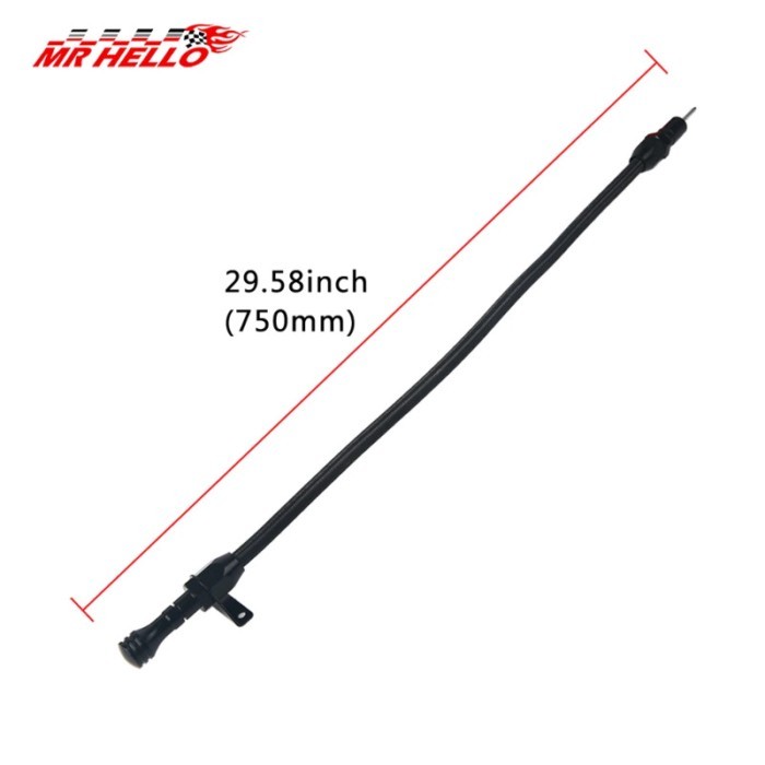 Stainless Steel Oil Dipstick Tube with Black Housing - Compatible For GM 4L80E Transmission Dipstic