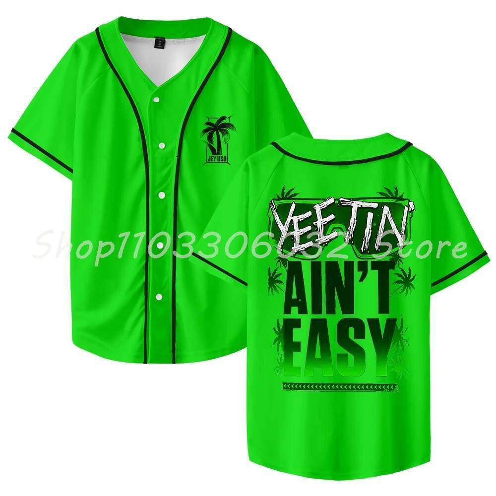 Jey Uso Yeetin Aint Easy Baseball Jersey เสื้อ V คอผู้หญิงผู้ชายแขนสั้น Streetwear เสื้อผ้า