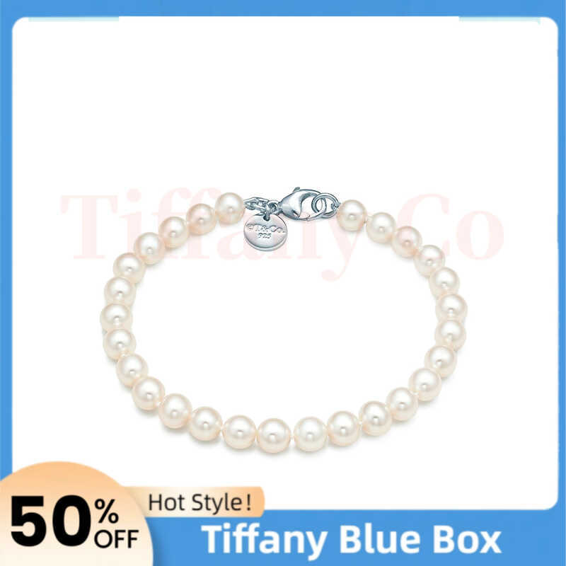 กำไลมุก Tiffany & Co. คอลเล็กชัน Ziegfeld เงินสเตอร์ลิงเงางามเรียบหรู | มูกเพาะน้ำจืดและเข็มขัดปลอดภ