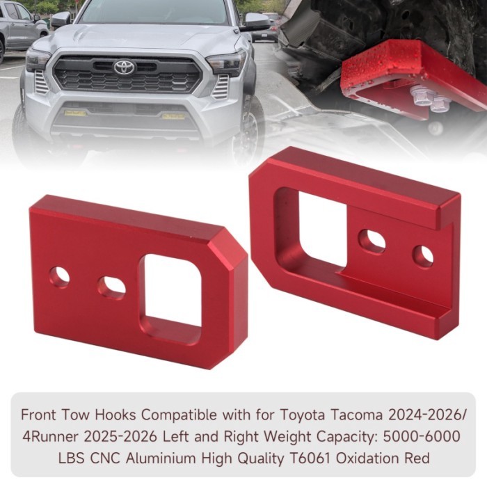 For Toyota Tacoma 2024-2026 / 4Runner 2025-2026 2.4L Tow Hooks Car Tow Hooks  Red