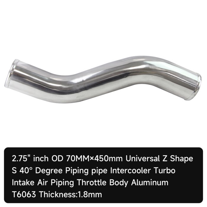 70-80mm /2.75-3.15" inch Z / S Shape 40 Deg Aluminum Intercooler Intake Pipe Piping Tube hose L=450