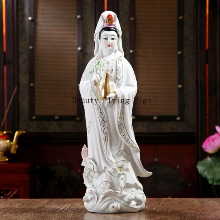 35cm high white porcelain statue of Guanyin Bodhisattva Guanyin Bodhisattva figure statue