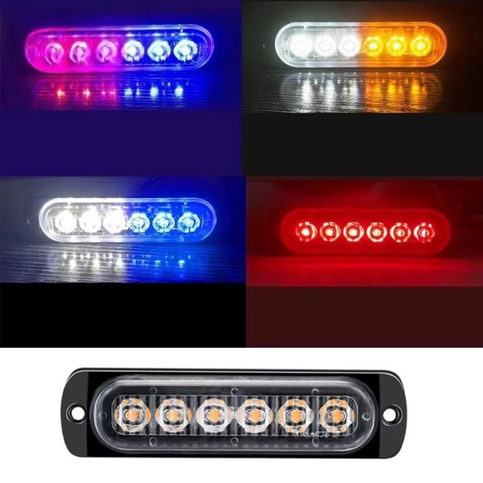 NEWS Police Strobe Light 6 LED Grille 12-24V Red Blue Amber Flashing Emergency Beacon Truck ATV Hot