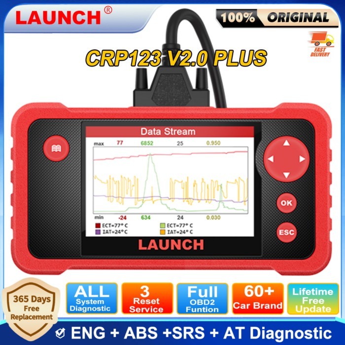 2025New LAUNCH X431 CRP123 V2.0/CRP123 V2.0 Plus OBD2 Scanner ENG/ABS/SRS/AT Diagnostic Tools Full