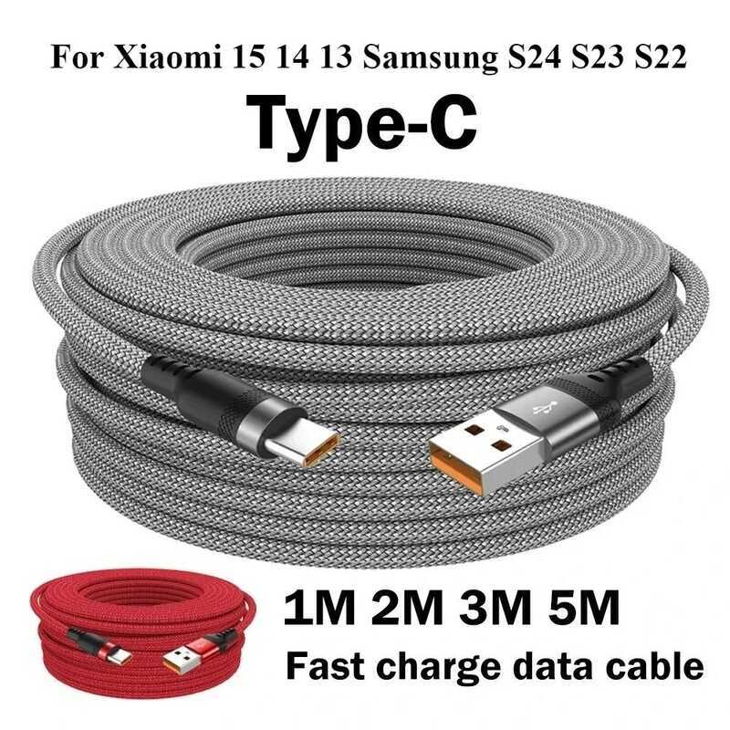 C USB 6A Type C Cable 1M/2M/3M/5M Mobile Phone Fast Charging Data Cord USB C Cell Phone Type-C Char