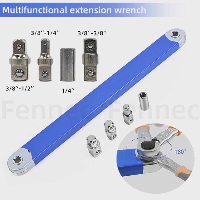 Offset Extension Wrench 1/2", 1/4" and 3/8" Tight Spaces Extension Tool Professional Ratchet Wrench