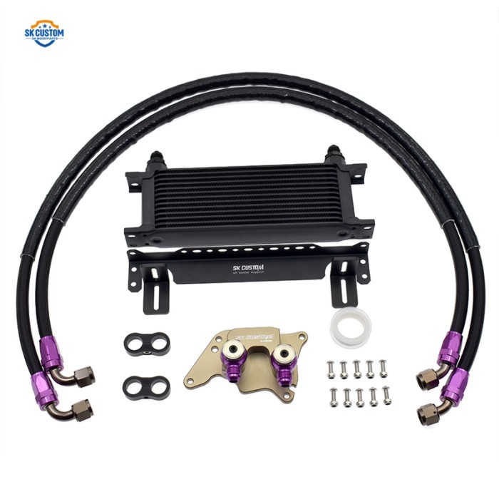 CUSTOM 13 Rows Aluminum AN8 Oil Cooler Kit For BMW MINI Cooper R56 N14 N18 1.6T Engine Oil Cooler R
