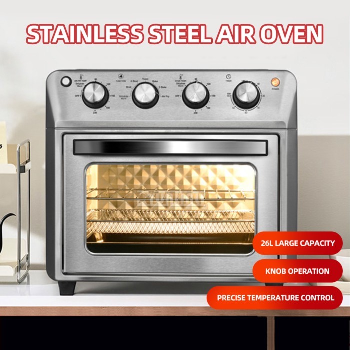 25L Air Fryer Oven Electric Kebab Grill Machine Automatic Rotating Smokeless Indoor Oven