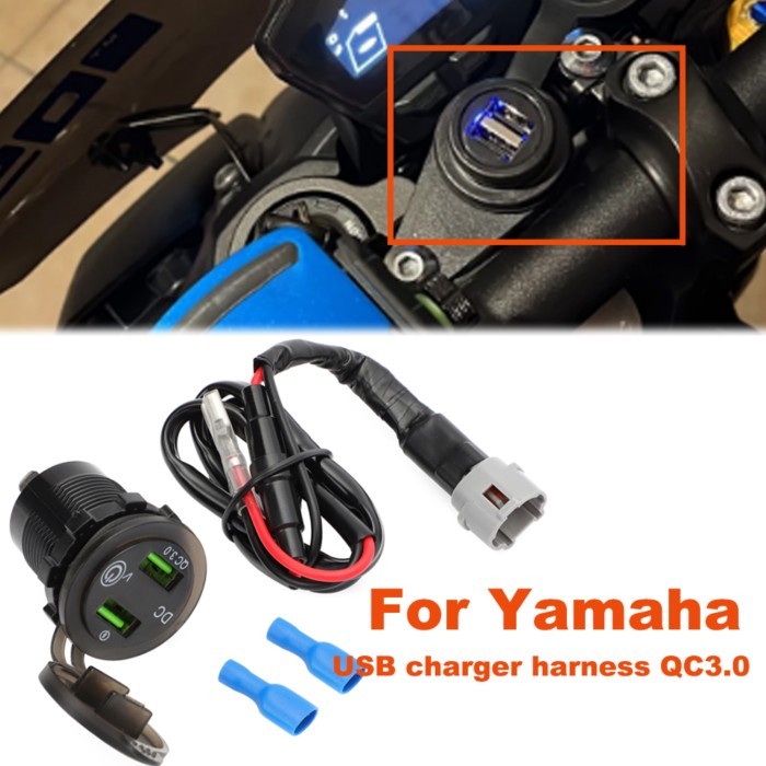 For Yamaha Tracer 900 MT09 FZ09 USB  Motorcycle Charger Plug Socket QC3.0 Voltmeter Plug&Play Auxil