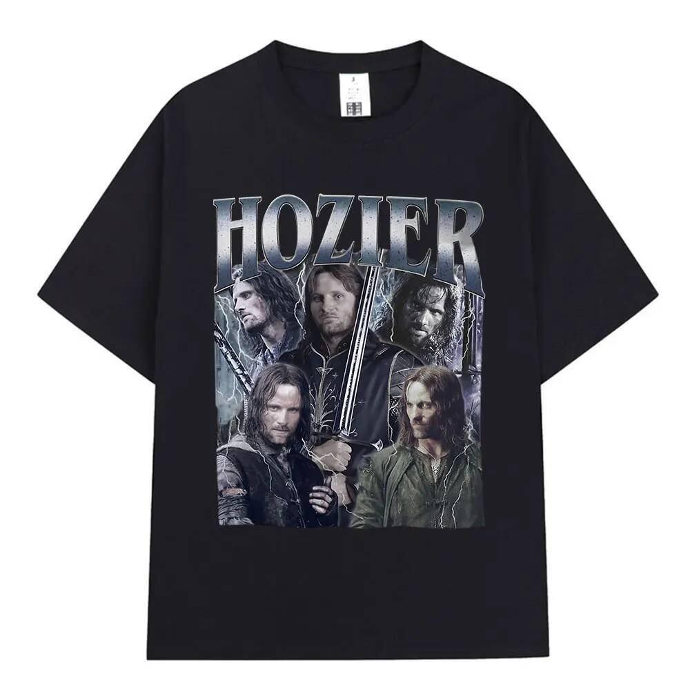 เสื้อยืดแขนสั้นผู้ชาย แบบ Hozier และ Meme Aragorn ลายกราฟิก ผ้าฝ้าย 100%