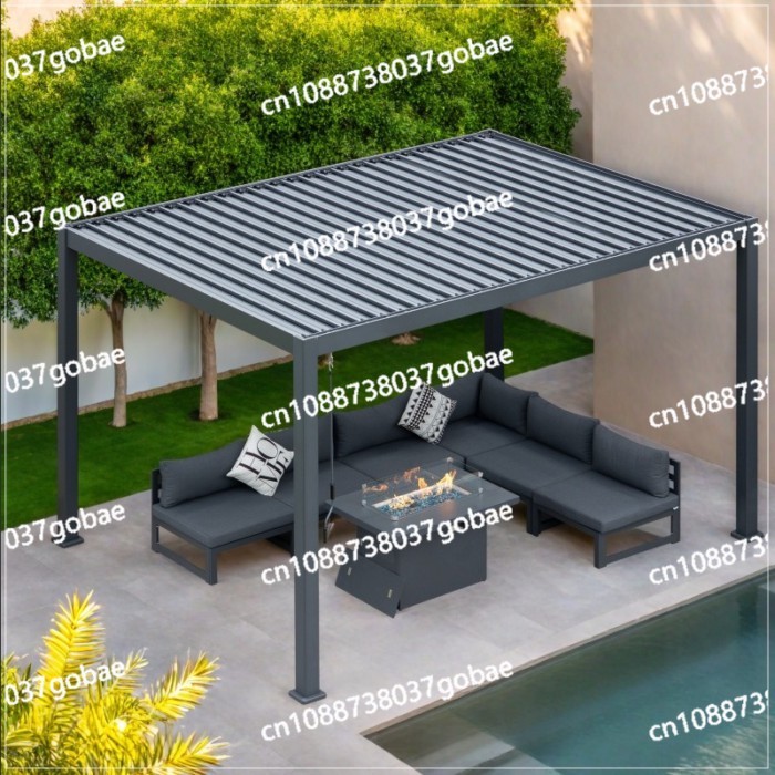 Manual Venetian Gazebo Outdoor Shade Rainproof Seaside Villa Flipped Venetian Gazebo 4 * 3 Meters