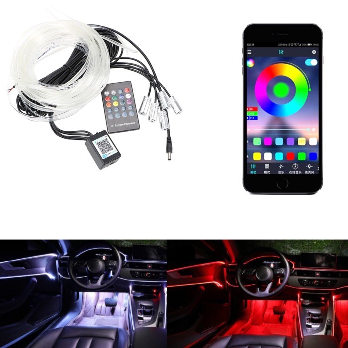 LED Strip Light Remote Control Car Interior Light Car Atmosphere Lamp RGB Auto Decorative Light Fle