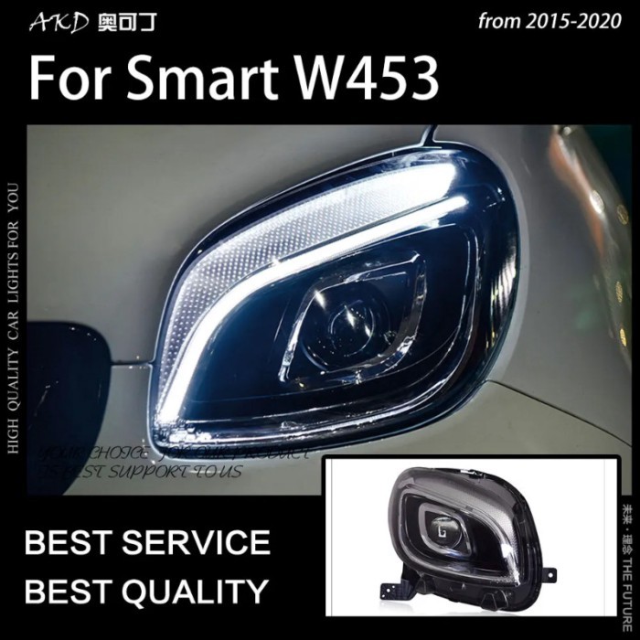 AKD Car Styling Head Lamp for Smart Headlights 2015-2020 Smart W453 LED Headlight LED DRL Hid Bi Xe