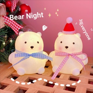 ✨Hohxil✨ Ins โคมไฟ LED รูปหมี ขนาดเล็ก สร้างสรรค์ สําหรับตกแต่งห้องนอน หอพัก ปีใหม่
