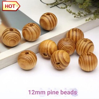 ✿❣◘[Pine Beads] จี้ลูกปัด ทรงกลม ลายเสือ รูขนาดใหญ่ แฮนด์เมด diy สําหรับทําเครื่องประดับ ก้านดอกไม้ 2 ดอก