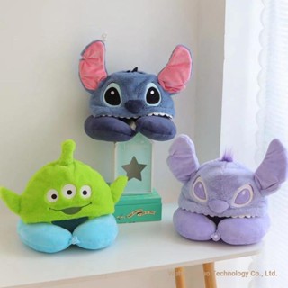 หมอนรองคอ มีฮู้ด ลายการ์ตูน Stitch สีม่วง สไตล์ญี่ปุ่น