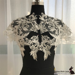 [Beautiful Embroidery] ผ้าคลุมไหล่ แฮนด์เมด ปักลายดอกไม้ สีขาว diy สําหรับชุดราตรี