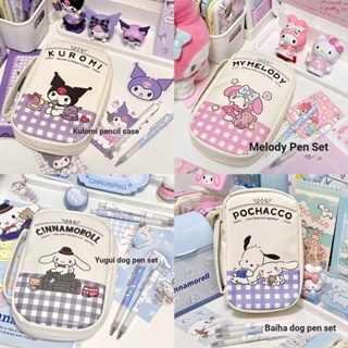 SANRIO กระเป๋าดินสอ ทรงสี่เหลี่ยม จุของได้เยอะ ลาย Kuromi Melody Cinnamoroll Pachacco สไตล์ญี่ปุ่น สําหรับนักเรียน