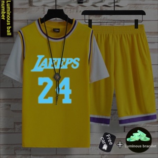 ☀❤✎Kobe No. เสื้อยืดแขนสั้น พิมพ์ลายบาสเก็ตบอล James 23 เรืองแสง แบบแห้งเร็ว สําหรับเด็กนักเรียนประถม มัธยมต้น 24